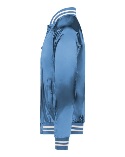 Satin Baseball Jacket Striped Trim | USA Decoration