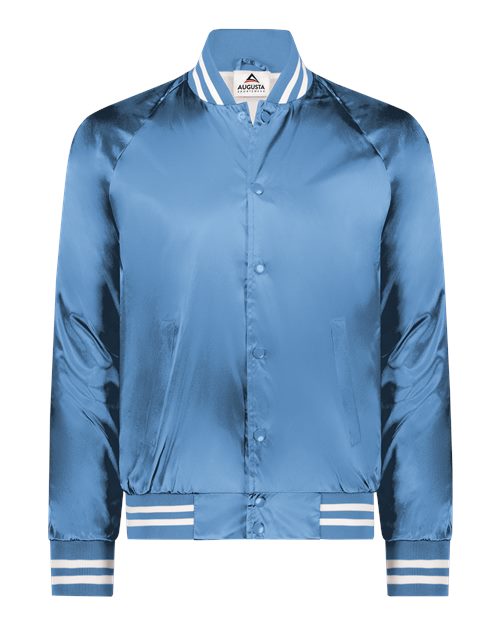 Satin Baseball Jacket Striped Trim | USA Decoration