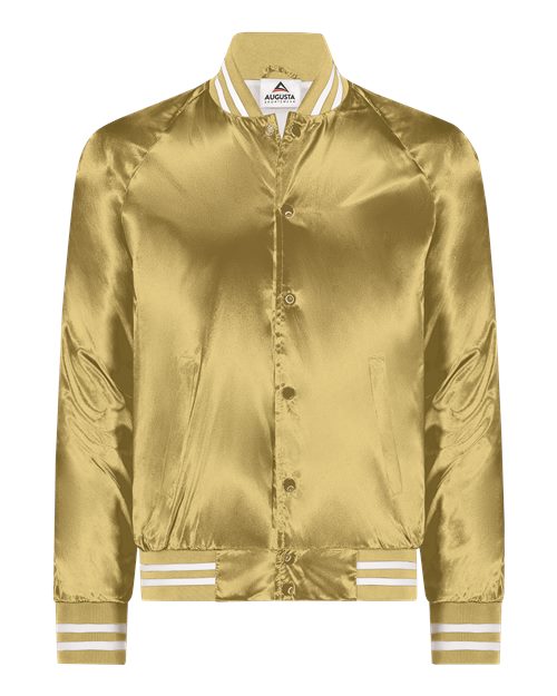 Satin Baseball Jacket Striped Trim | USA Decoration