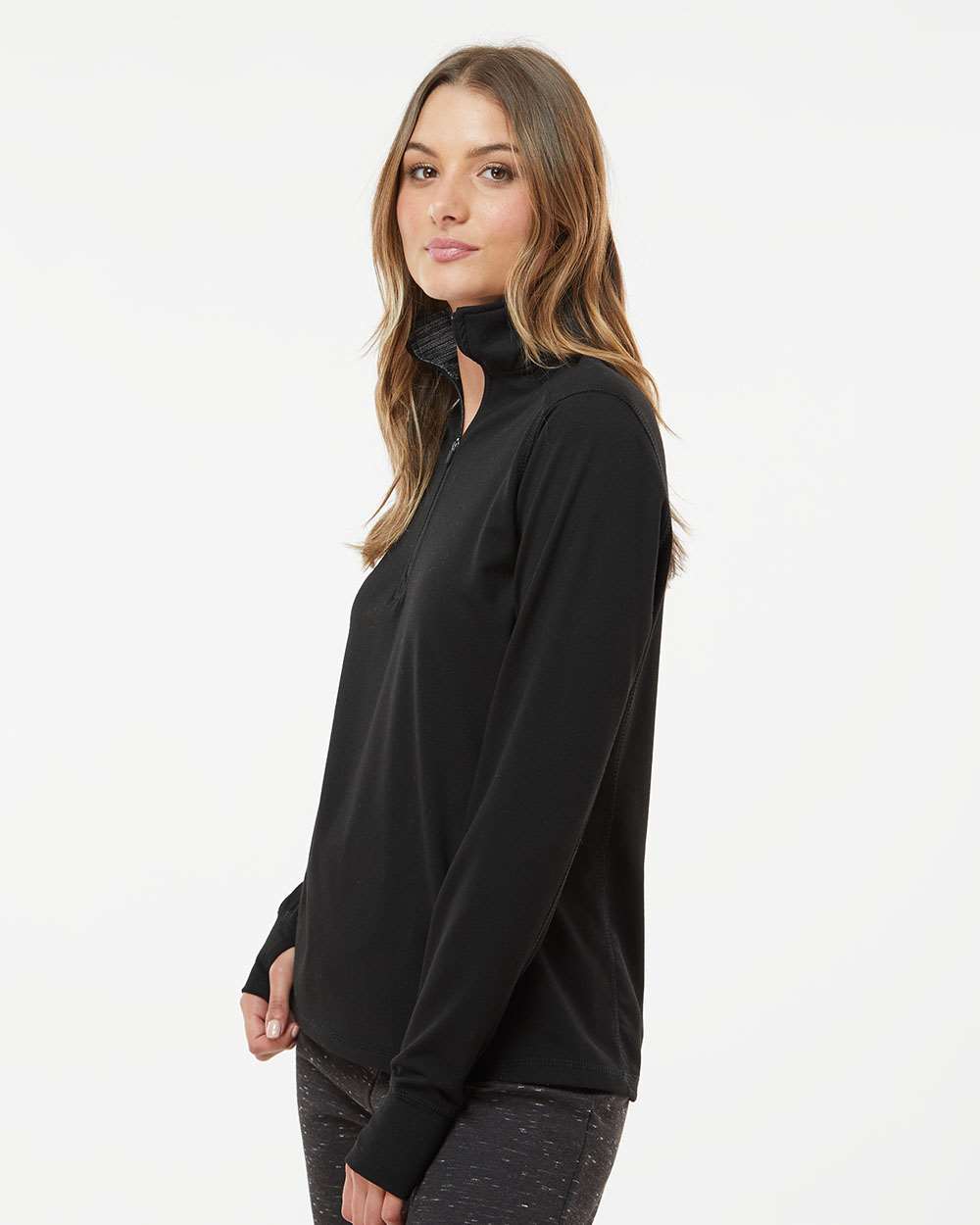 Women's Sueded Fleece Quarter-Zip Sweatshirt | USA Decoration