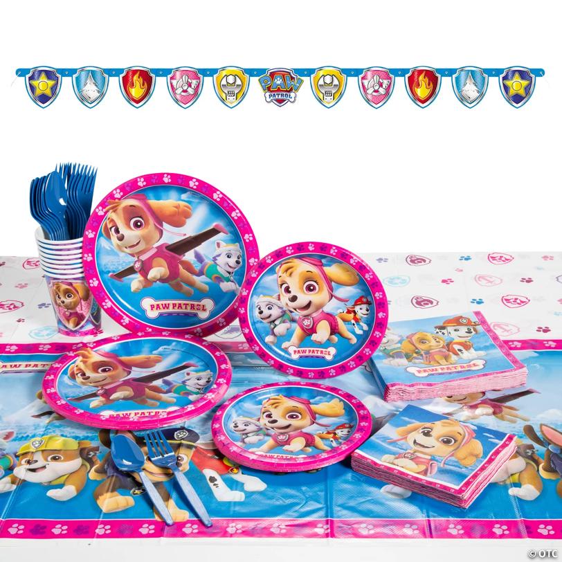 74 Pc. Paw Patrol™ Girl Disposable Tableware Kit for 8 Guests | USA Decoration®
