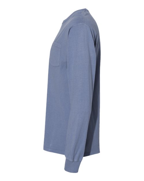 Garment-Dyed Long Sleeve T-Shirt With a Pocket | USA Decoration®