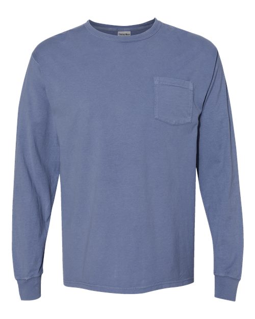 Garment-Dyed Long Sleeve T-Shirt With a Pocket | USA Decoration®