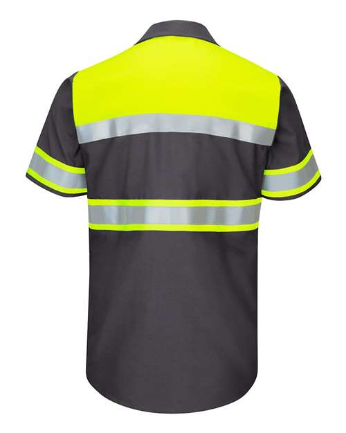 Hi-Visibility Colorblock Ripstop Short Sleeve Work Shirt - Tall Sizes | USA Decoration