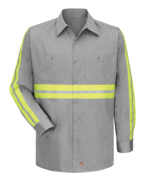 Enhanced Visibility Long Sleeve Cotton Work Shirt - Tall Sizes | USA Decoration