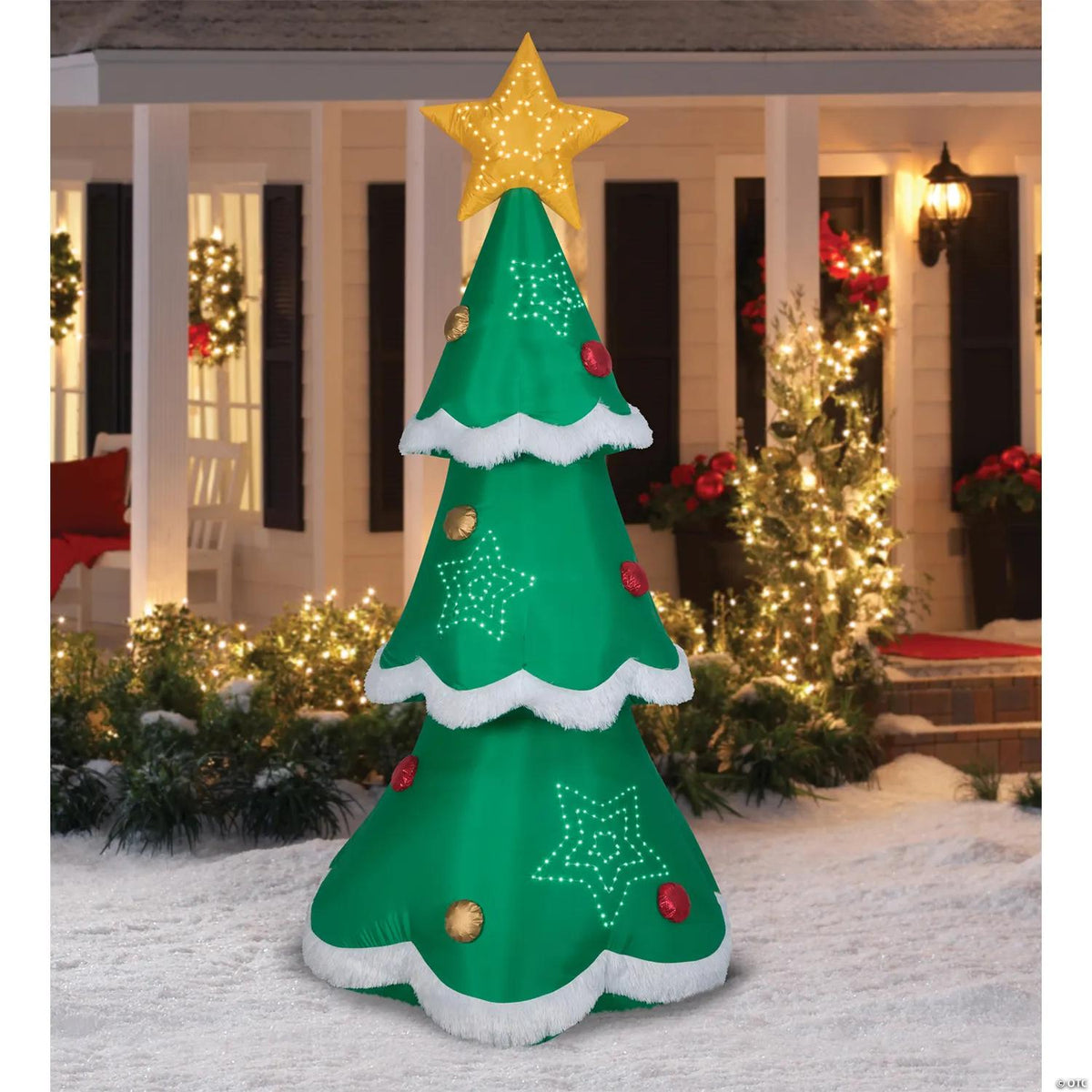 7.5 Ft. Blow-Up Inflatable Mixed Media Christmas Tree with Built-In LED Lights Outdoor Yard Decoration