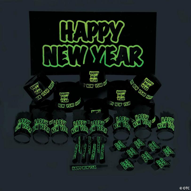 76 Pc. Glow-in-the-Dark New Year's Eve Party for 25