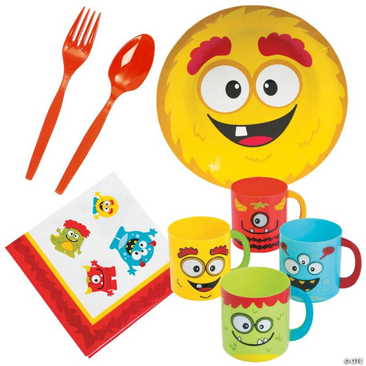 76 Pc. Mini Monster Dessert Tableware Kit for 12 Guests | USA Decoration®