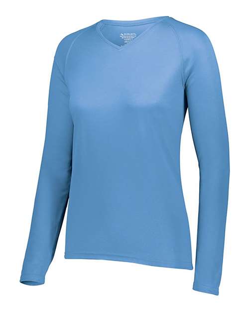Women's Attain Wicking Long Sleeve V-Neck T-Shirt | USA Decoration