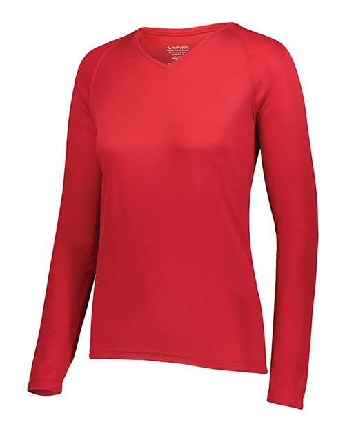 Women's Attain Wicking Long Sleeve V-Neck T-Shirt | USA Decoration