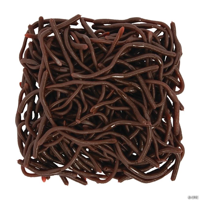 7” Bulk 144 Pc. Realistic Textured Brown Rubber Earthworms