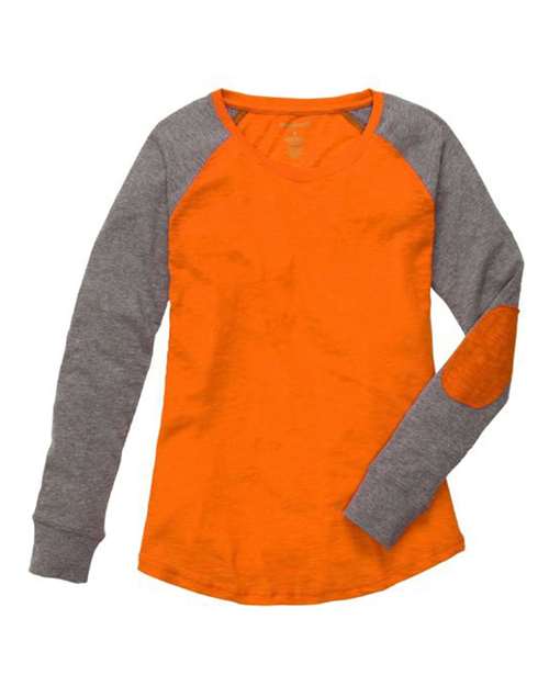 Women’s Preppy Patch Slub Long Sleeve T-Shirt | USA Decoration