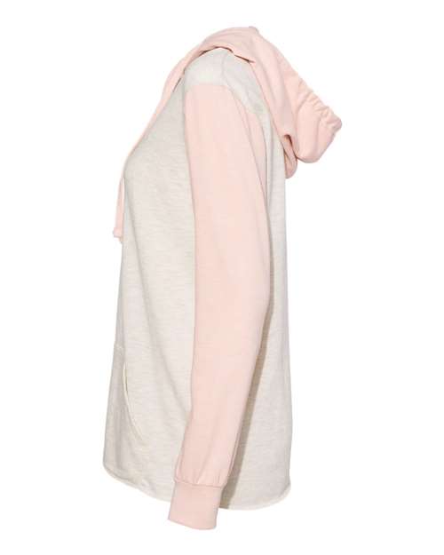 Women’s French Terry Hooded Pullover with Colorblocked Sleeves | USA Decoration