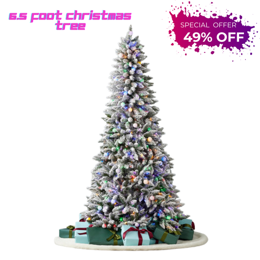 6.5 Foot Snow Kissed Pine Christmas Tree with 350 Multicolor LED Lights