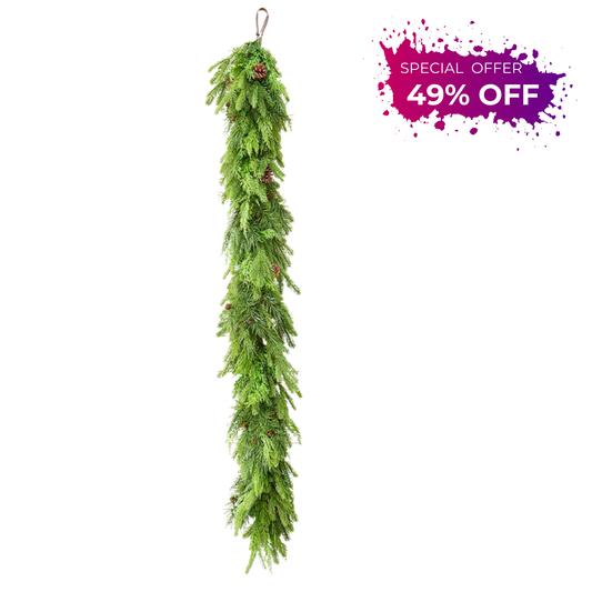 72" x 12" Natural Touch Mixed Evergreen Garland Realistic Artificial Greenery for Holiday & Seasonal Décor