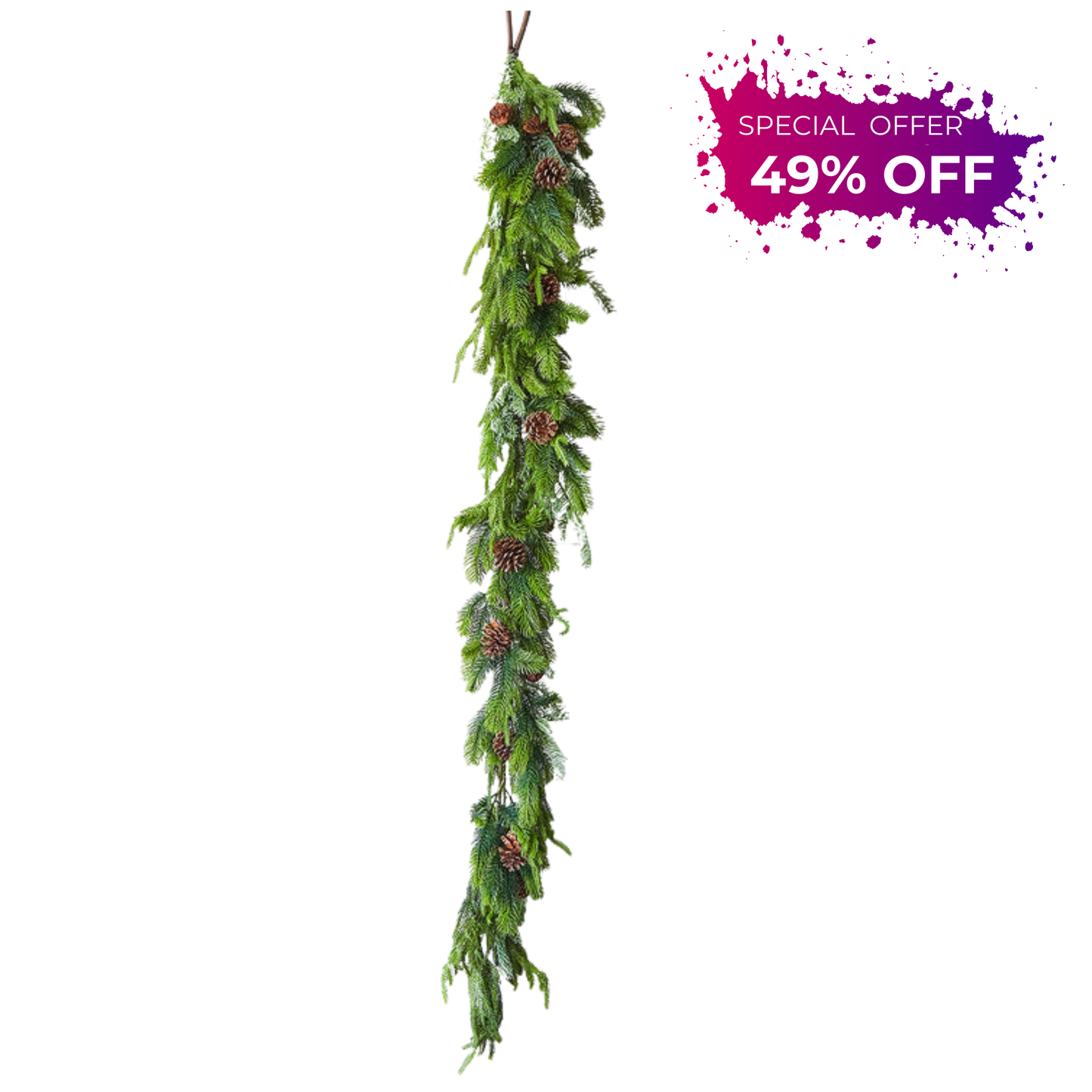 72” Real Touch Norfolk Spruce and Juniper Garland Lifelike Greenery for Winter, Holiday & Rustic Decor