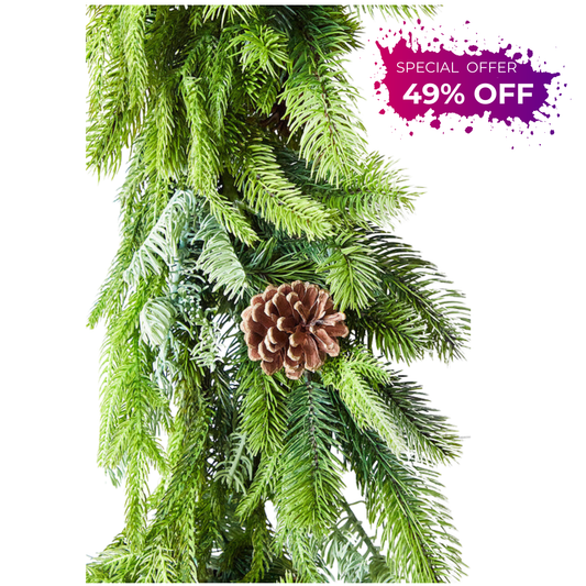 9' x 10" Norway Pine Garland Outdoor UL-Listed with 200 Tips & 50 Clear Lights