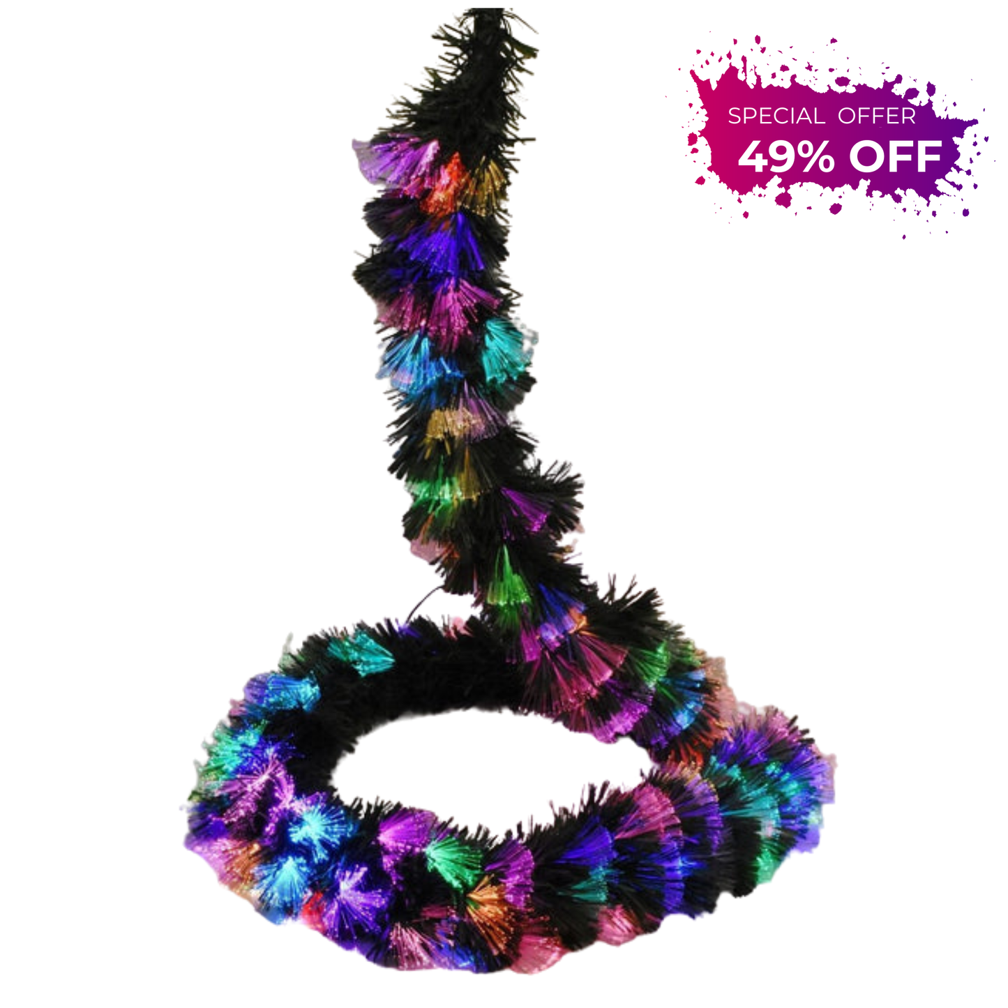 6.5' Multicolor Fiber Optic Garland Vibrant LED Holiday & Party Decoration