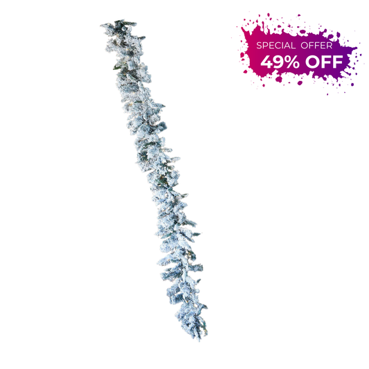 9' x 14" LED Flocked Balsam Garland Pre-Lit Snowy Christmas Greenery for Indoor & Outdoor Décor