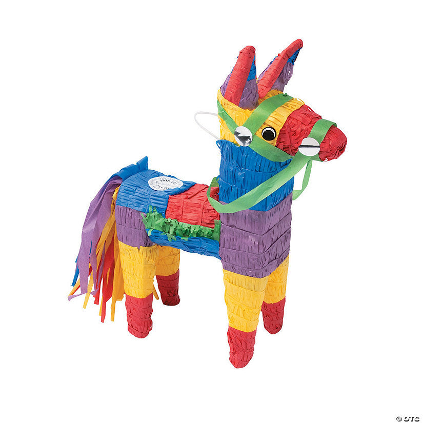 13 1/2" x 19" Bright Colors Donkey Piñata Hanging Decoration | USA Decoration®
