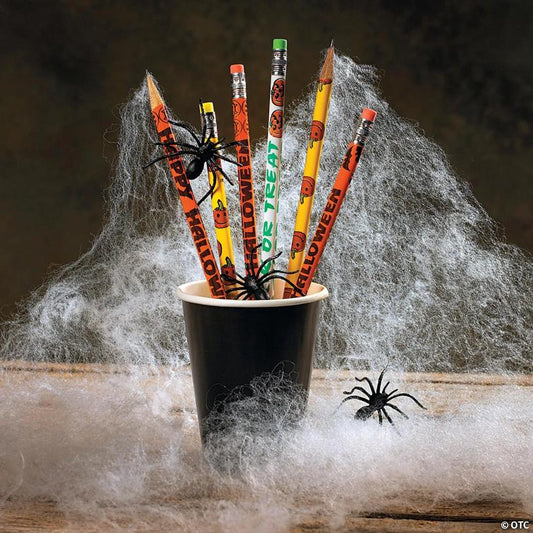7 1/2" Bulk 144 Pc. Halloween Icons & Sayings Wood Pencil Assortment