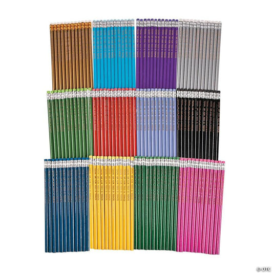 7 1/2" Bulk 144 Pc. Personalized Assorted Color Wood Pencil Assortment