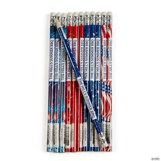 7 1/2" Bulk 144 Pc. Personalized Patriotic Pencil Assortment