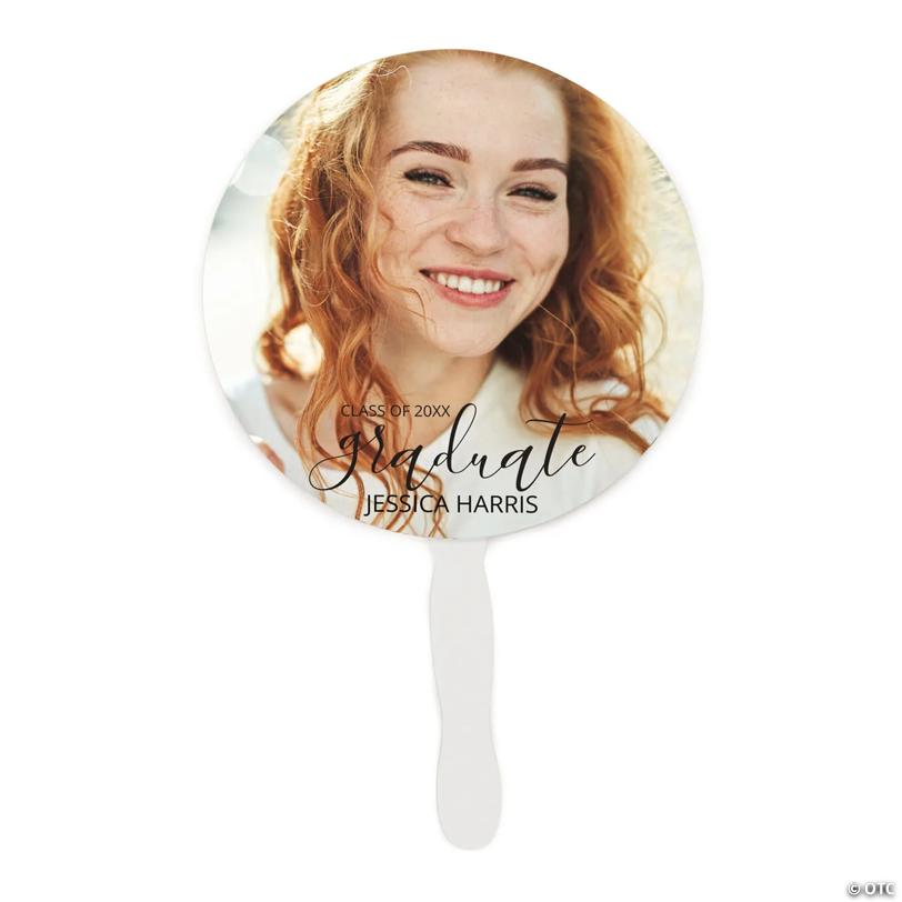 7 1/2" Custom Photo Face Graduate Cardstock Hand Fans - 12 Pc. | USA Decoration®
