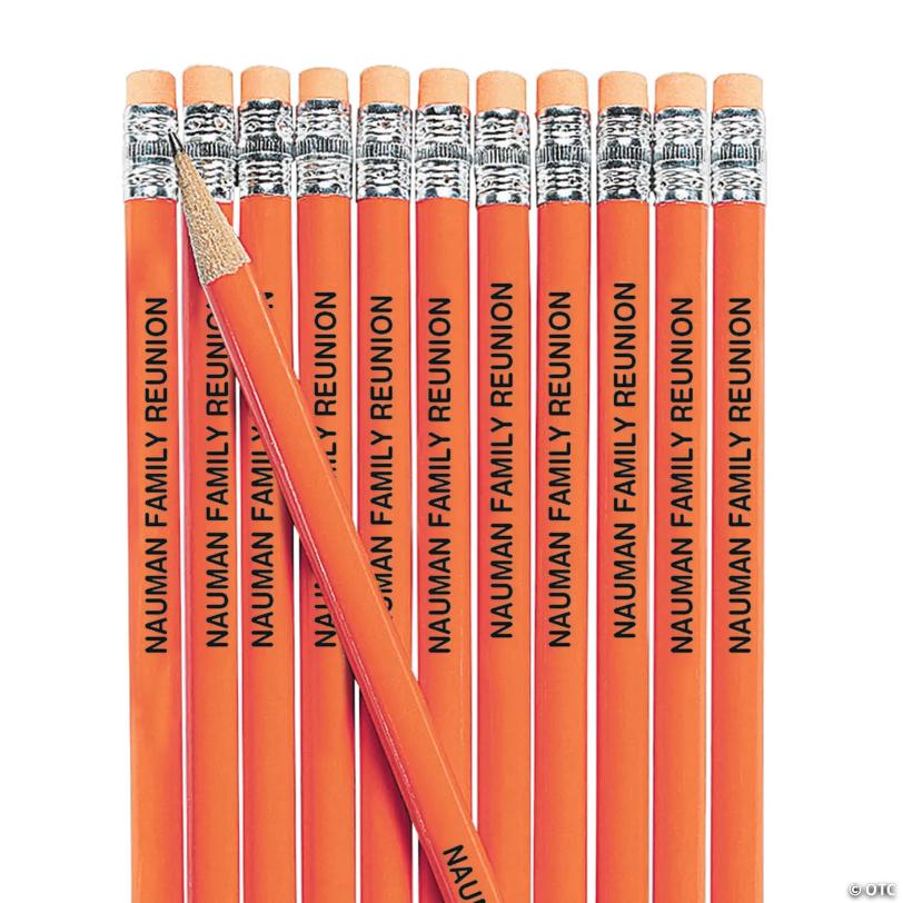 7 1/2" Personalized Orange Solid Color Wood Pencils - 24 Pc.