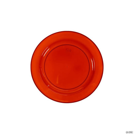 7 1/2" Premium Amber Disposable Plastic Dessert Plates - 25 Pieces | USA Decoration®