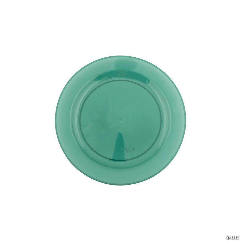 7 1/2" Premium Green Round Disposable Plastic Dessert Plates - 25 Pieces | USA Decoration®