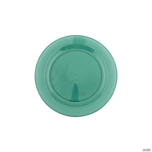 7 1/2" Premium Green Round Disposable Plastic Dessert Plates - 25 Pieces | USA Decoration®