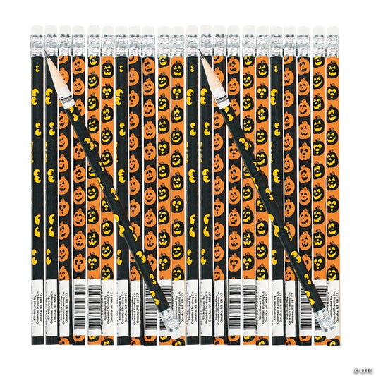 7 1/2" Spooky Eyes & Jack-O’-Lantern Wood Halloween Pencils - 24 Pc.