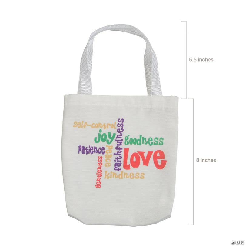 7 1/2" x 7 1/2" Mini Fruit of the Spirit Canvas Tote Bags - 12 Pc.