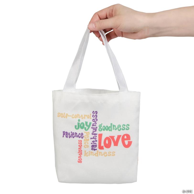 7 1/2" x 7 1/2" Mini Fruit of the Spirit Canvas Tote Bags - 12 Pc.