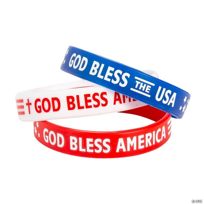 7 1/4" Bulk 100 Pc. Religious Patriotic Silicone Bracelets