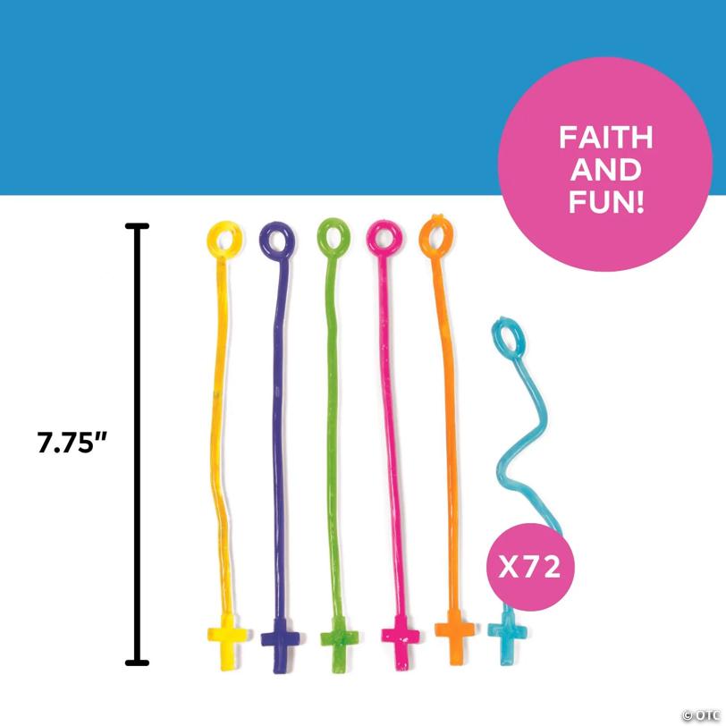 7 3/4" Bulk 72 Pc. Glow-in-the-Dark Stretch & Stick Cross Toys