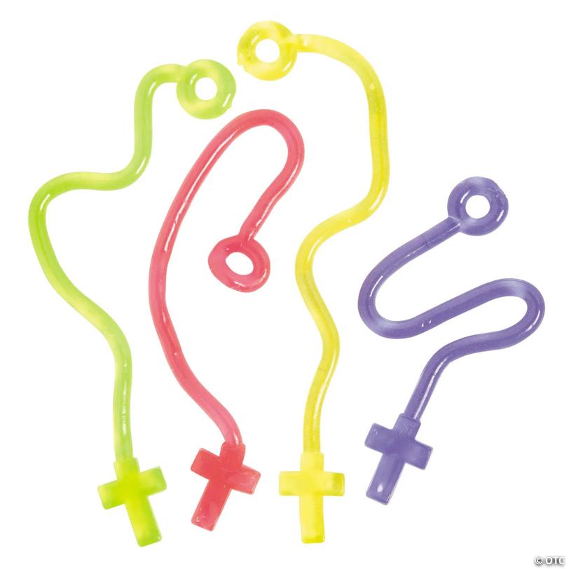 7 3/4" Bulk 72 Pc. Glow-in-the-Dark Stretch & Stick Cross Toys
