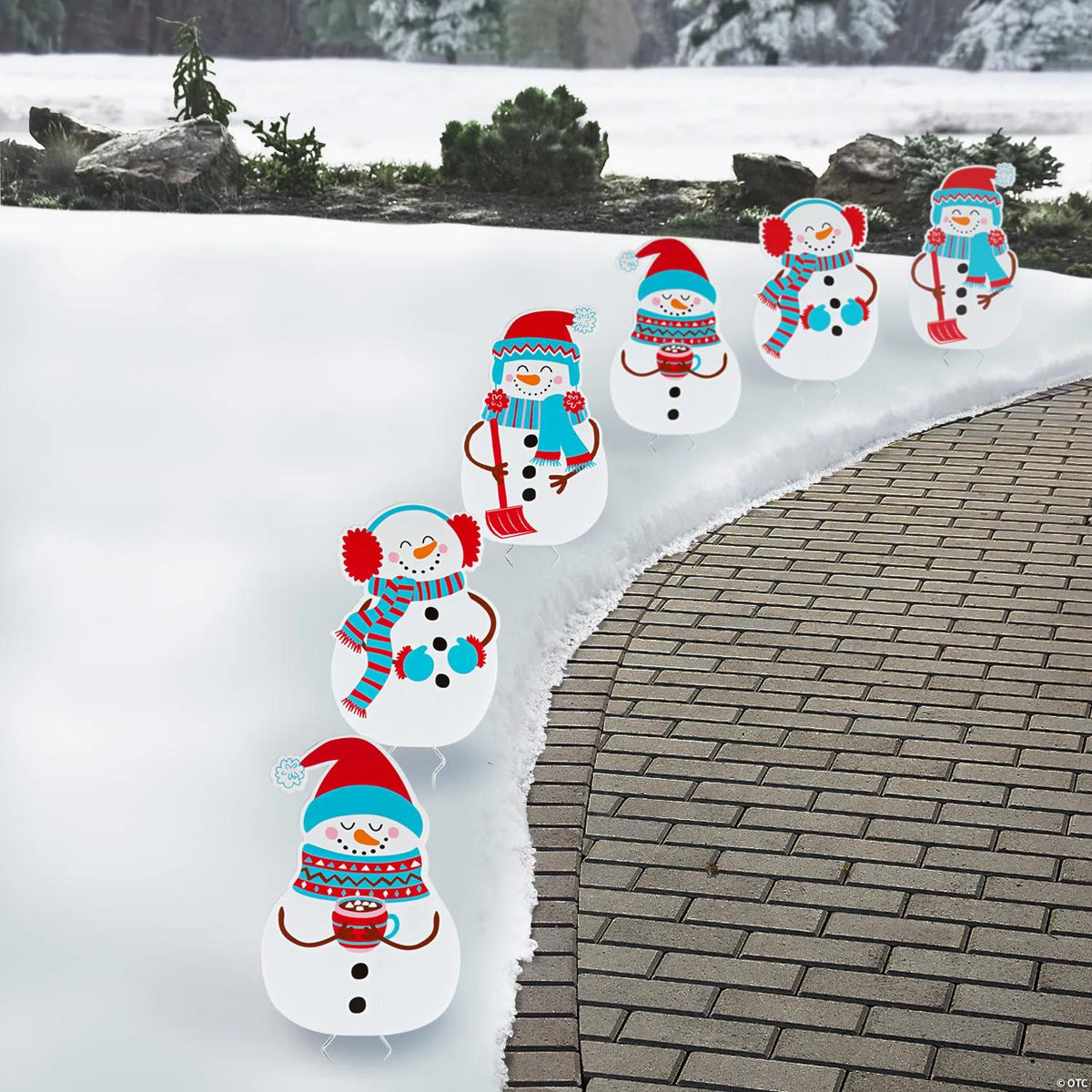Six snowman outdoor yard signs