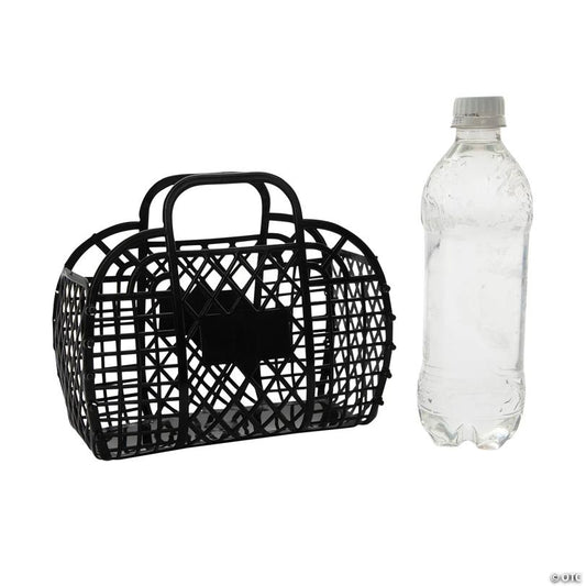 7 3/4" x 3 3/4" x 6 1/2" Small Black Plastic Jelly Tote Bags – 6 Pc.