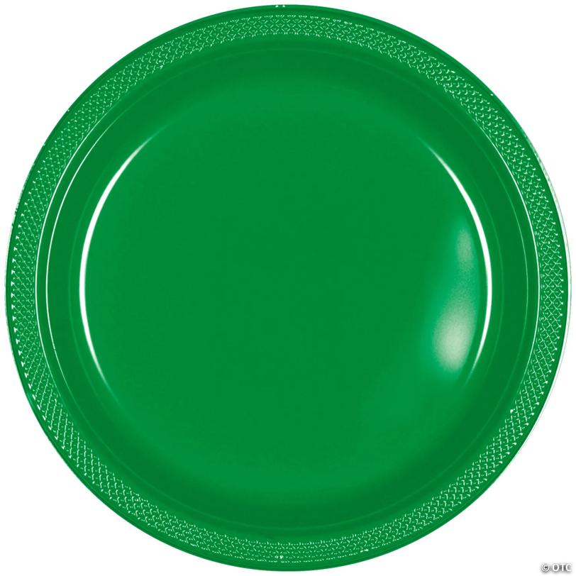 7" Bulk 50 Pieces Green Disposable Round Plastic Dessert Plates | USA Decoration®