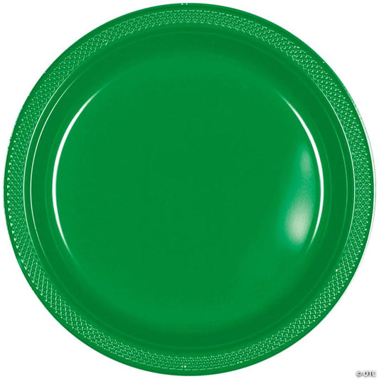7" Bulk 50 Pieces Green Disposable Round Plastic Dessert Plates | USA Decoration®