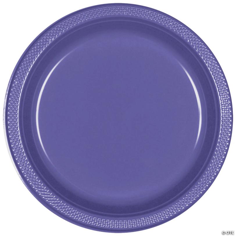 7" Bulk 50 Pieces Purple Disposable Round Plastic Dessert Plates | USA Decoration®