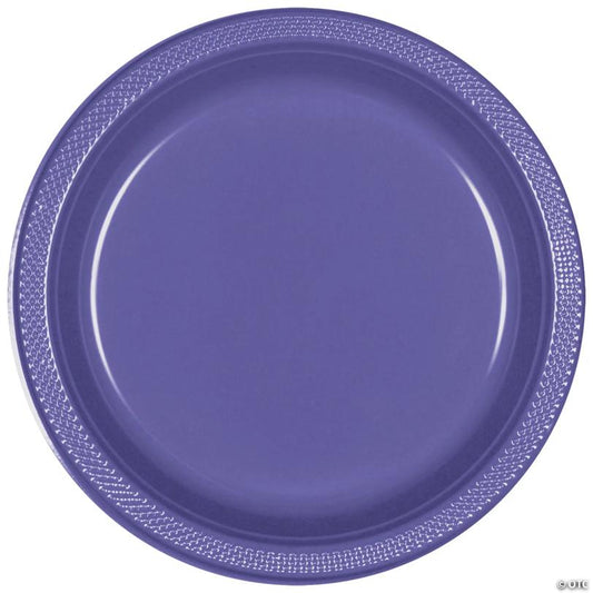 7" Bulk 50 Pieces Purple Disposable Round Plastic Dessert Plates | USA Decoration®