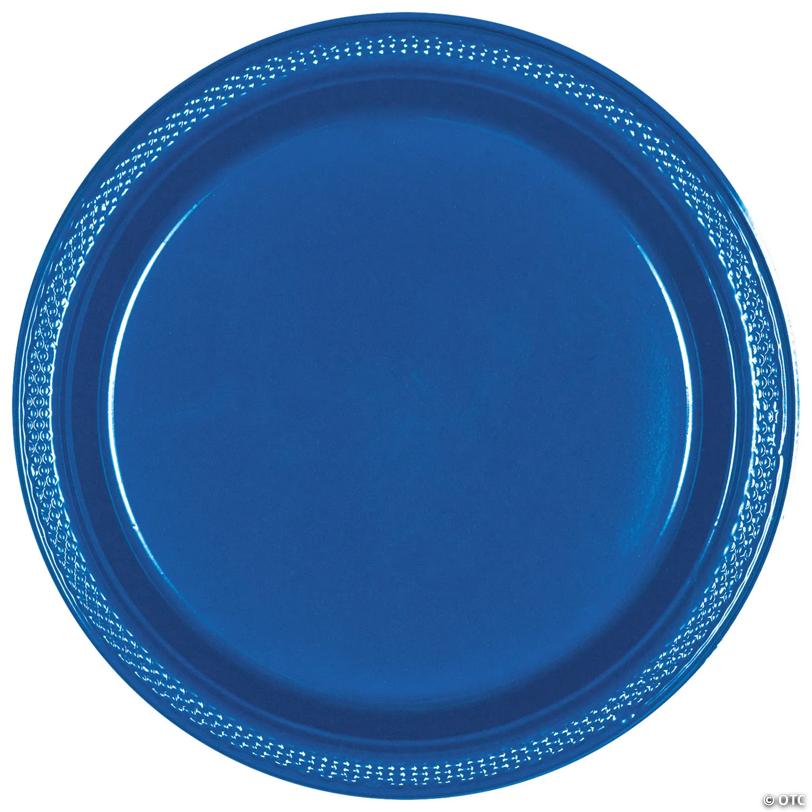 7" Bulk 50 Pieces Royal Blue Disposable Round Plastic Dessert Plates | USA Decoration®