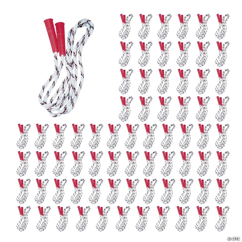 7 Ft. Bulk 72 Pc. Black & Red Spiral Nylon Jump Ropes with Plastic Handles