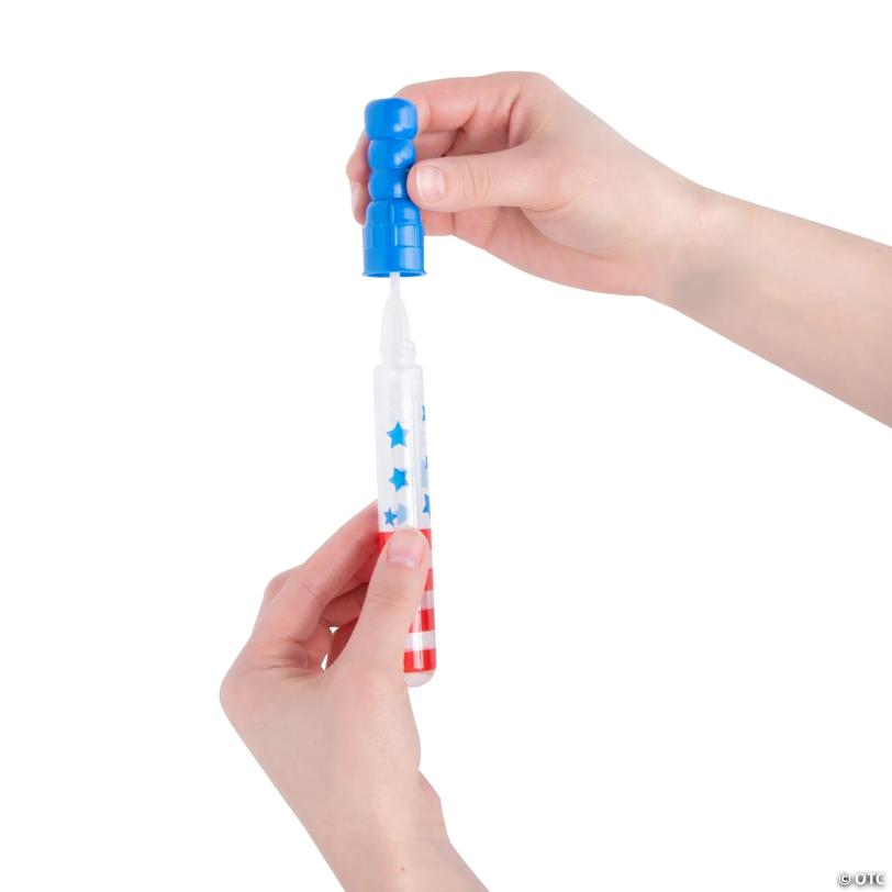 7" Mini Patriotic Stars & Stripes Plastic Bubble Wands – 12 Pc.