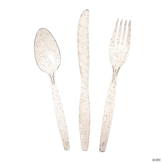 7" Patriotic Glitter Plastic Cutlery Set for 16 Guests - 48 Ct.