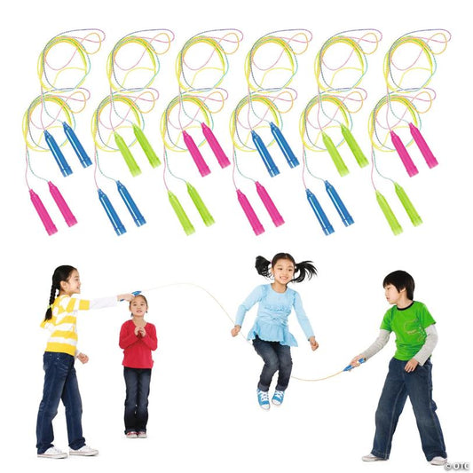 7 ft. Assorted Bright Colors Plastic Jump Ropes - 12 Pc.
