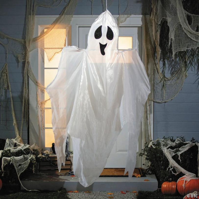 7 ft. Halloween White Smiling Ghost Polyester Hanging Decoration
